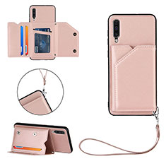 Soft Luxury Leather Snap On Case Cover Y03B for Samsung Galaxy A30S Rose Gold