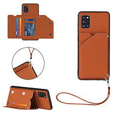Soft Luxury Leather Snap On Case Cover Y03B for Samsung Galaxy A31 Brown