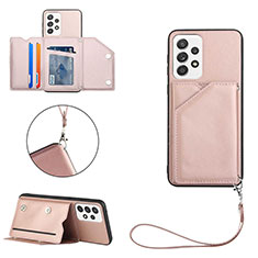 Soft Luxury Leather Snap On Case Cover Y03B for Samsung Galaxy A33 5G Rose Gold