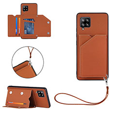 Soft Luxury Leather Snap On Case Cover Y03B for Samsung Galaxy A42 5G Brown