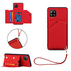 Soft Luxury Leather Snap On Case Cover Y03B for Samsung Galaxy A42 5G Red