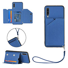 Soft Luxury Leather Snap On Case Cover Y03B for Samsung Galaxy A50 Blue