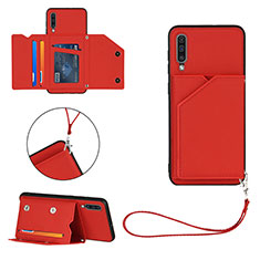 Soft Luxury Leather Snap On Case Cover Y03B for Samsung Galaxy A50S Red