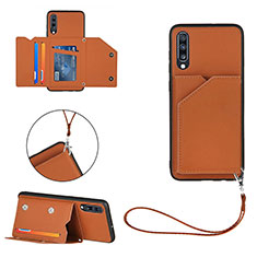 Soft Luxury Leather Snap On Case Cover Y03B for Samsung Galaxy A70 Brown