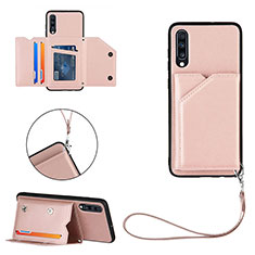 Soft Luxury Leather Snap On Case Cover Y03B for Samsung Galaxy A70 Rose Gold