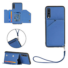 Soft Luxury Leather Snap On Case Cover Y03B for Samsung Galaxy A70S Blue