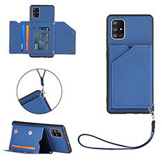 Soft Luxury Leather Snap On Case Cover Y03B for Samsung Galaxy A71 5G Blue