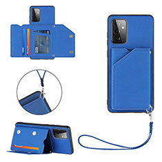 Soft Luxury Leather Snap On Case Cover Y03B for Samsung Galaxy A72 5G Blue