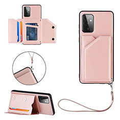 Soft Luxury Leather Snap On Case Cover Y03B for Samsung Galaxy A72 5G Rose Gold