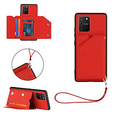 Soft Luxury Leather Snap On Case Cover Y03B for Samsung Galaxy A91 Red