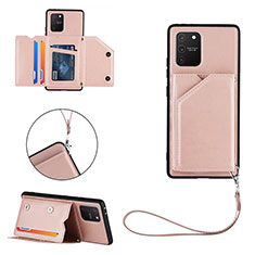 Soft Luxury Leather Snap On Case Cover Y03B for Samsung Galaxy A91 Rose Gold