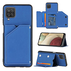 Soft Luxury Leather Snap On Case Cover Y03B for Samsung Galaxy F12 Blue