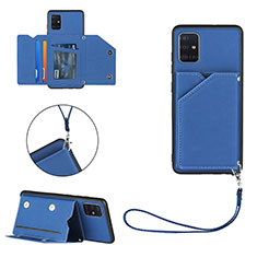 Soft Luxury Leather Snap On Case Cover Y03B for Samsung Galaxy M40S Blue