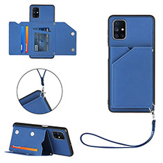 Soft Luxury Leather Snap On Case Cover Y03B for Samsung Galaxy M51 Blue