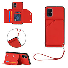 Soft Luxury Leather Snap On Case Cover Y03B for Samsung Galaxy M51 Red