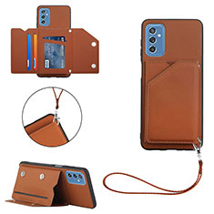 Soft Luxury Leather Snap On Case Cover Y03B for Samsung Galaxy M52 5G Brown