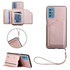 Soft Luxury Leather Snap On Case Cover Y03B for Samsung Galaxy M52 5G Rose Gold