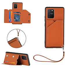 Soft Luxury Leather Snap On Case Cover Y03B for Samsung Galaxy M80S Brown