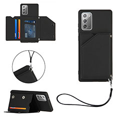 Soft Luxury Leather Snap On Case Cover Y03B for Samsung Galaxy Note 20 5G Black