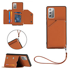 Soft Luxury Leather Snap On Case Cover Y03B for Samsung Galaxy Note 20 5G Brown