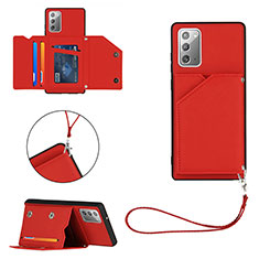 Soft Luxury Leather Snap On Case Cover Y03B for Samsung Galaxy Note 20 5G Red