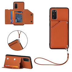 Soft Luxury Leather Snap On Case Cover Y03B for Samsung Galaxy S20 Brown