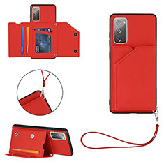 Soft Luxury Leather Snap On Case Cover Y03B for Samsung Galaxy S20 FE (2022) 5G Red