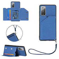 Soft Luxury Leather Snap On Case Cover Y03B for Samsung Galaxy S20 FE 4G Blue