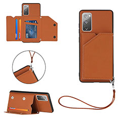 Soft Luxury Leather Snap On Case Cover Y03B for Samsung Galaxy S20 Lite 5G Brown
