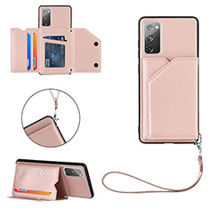 Soft Luxury Leather Snap On Case Cover Y03B for Samsung Galaxy S20 Lite 5G Rose Gold