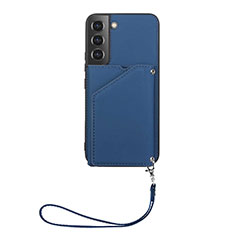 Soft Luxury Leather Snap On Case Cover Y03B for Samsung Galaxy S21 5G Blue