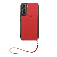 Soft Luxury Leather Snap On Case Cover Y03B for Samsung Galaxy S21 5G Red