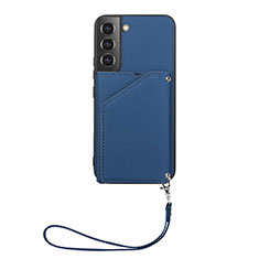 Soft Luxury Leather Snap On Case Cover Y03B for Samsung Galaxy S21 FE 5G Blue