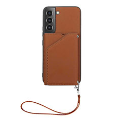 Soft Luxury Leather Snap On Case Cover Y03B for Samsung Galaxy S22 5G Brown