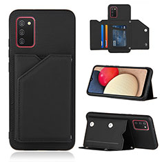 Soft Luxury Leather Snap On Case Cover Y04B for Samsung Galaxy A02s Black