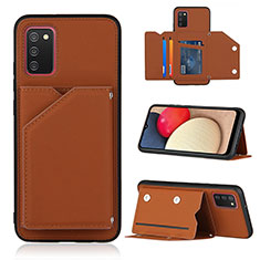 Soft Luxury Leather Snap On Case Cover Y04B for Samsung Galaxy A02s Brown