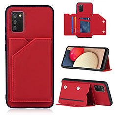 Soft Luxury Leather Snap On Case Cover Y04B for Samsung Galaxy A02s Red