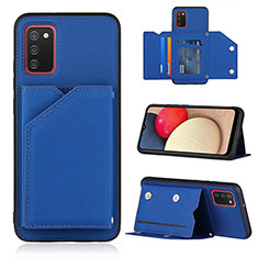 Soft Luxury Leather Snap On Case Cover Y04B for Samsung Galaxy A03s Blue