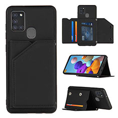 Soft Luxury Leather Snap On Case Cover Y04B for Samsung Galaxy A21s Black