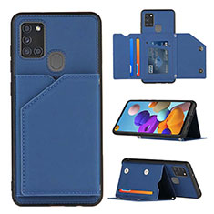 Soft Luxury Leather Snap On Case Cover Y04B for Samsung Galaxy A21s Blue