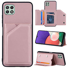 Soft Luxury Leather Snap On Case Cover Y04B for Samsung Galaxy A22 5G Rose Gold
