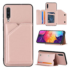 Soft Luxury Leather Snap On Case Cover Y04B for Samsung Galaxy A30S Rose Gold