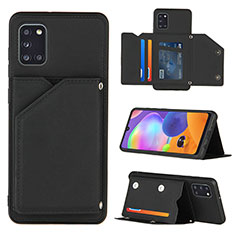 Soft Luxury Leather Snap On Case Cover Y04B for Samsung Galaxy A31 Black