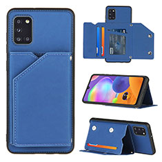 Soft Luxury Leather Snap On Case Cover Y04B for Samsung Galaxy A31 Blue