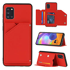 Soft Luxury Leather Snap On Case Cover Y04B for Samsung Galaxy A31 Red