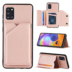 Soft Luxury Leather Snap On Case Cover Y04B for Samsung Galaxy A31 Rose Gold