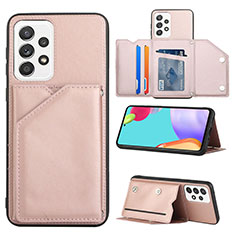 Soft Luxury Leather Snap On Case Cover Y04B for Samsung Galaxy A33 5G Rose Gold