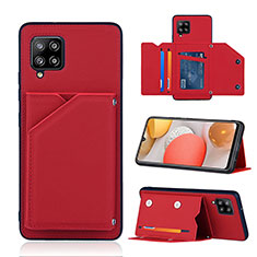 Soft Luxury Leather Snap On Case Cover Y04B for Samsung Galaxy A42 5G Red