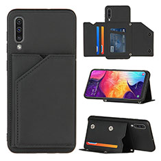 Soft Luxury Leather Snap On Case Cover Y04B for Samsung Galaxy A50 Black