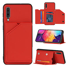 Soft Luxury Leather Snap On Case Cover Y04B for Samsung Galaxy A50 Red